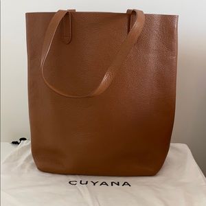 Cuyana Tall Structured Leather Tote in Carmel